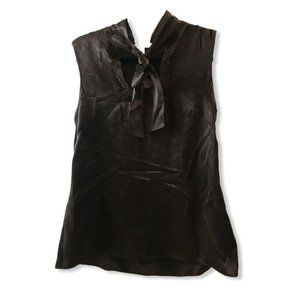 Banana Republic Brown Silk Lace Tie Neckline Top